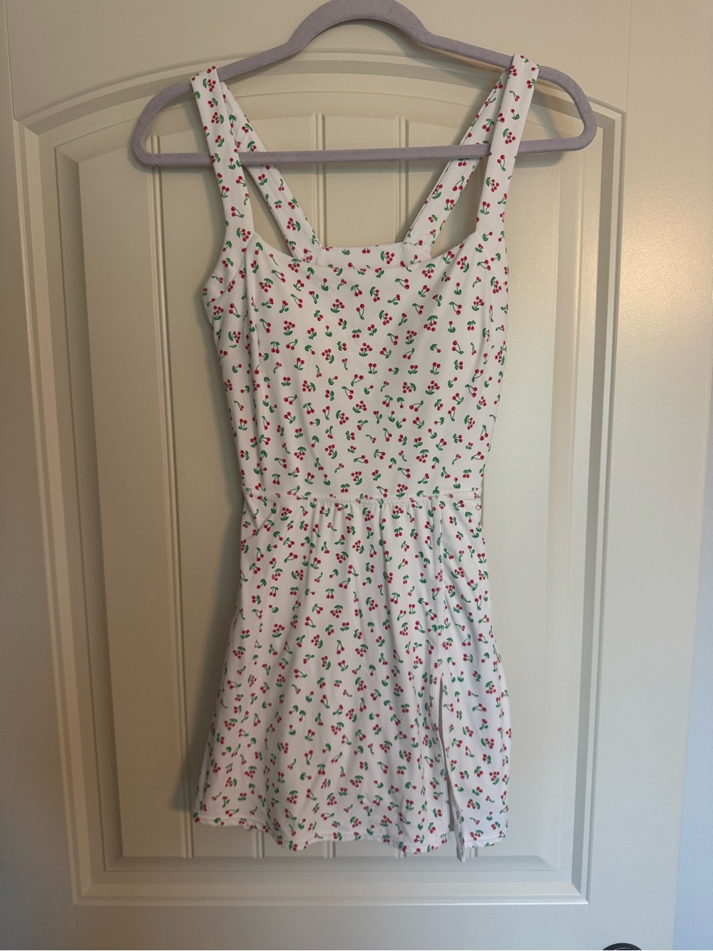 JoyLab White Mini Dress with Red Cherry Print